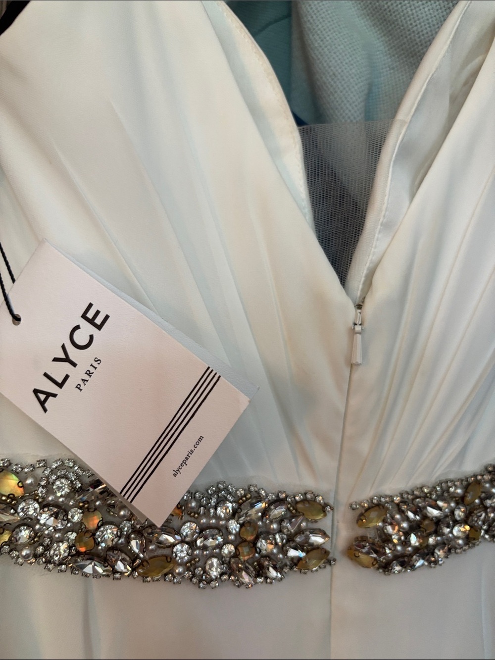 NWT Alyce Paris Dress DIAMOND WHITE Style # 60092 Made in US, Cover pic is style - Picture 12 of 12